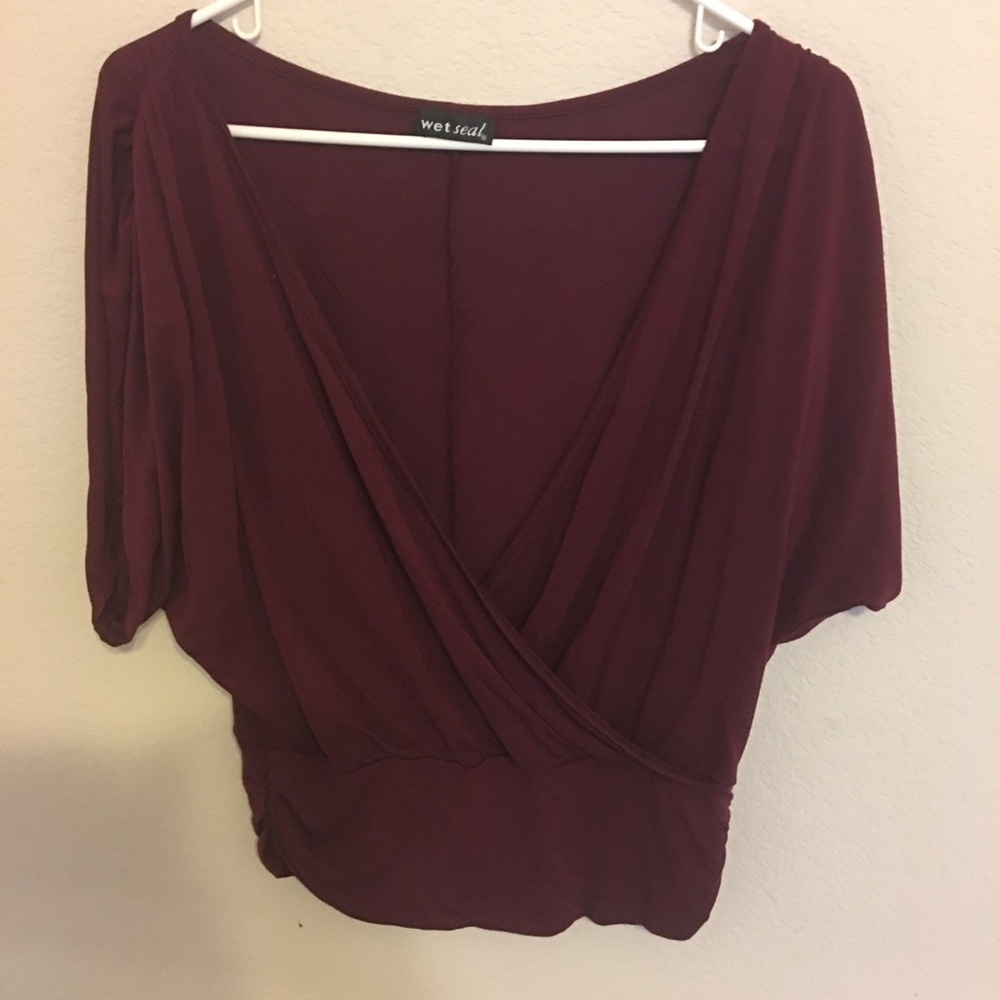 Burgundy wrap shirt